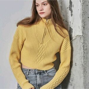 COTTON CROP DROP SHOULDER SWEATER